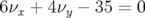 6ν  + 4ν  − 35 =  0
  x     y  