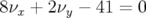 8 νx + 2 νy − 41 = 0  