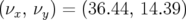 (νx, νy) = (36.44, 14.39)  