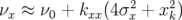 νx ≈ ν0 + kxx(4σ2 + x2)
                x    k  