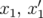 x1, x′1   