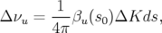 Δ νu = -1-βu(s0)ΔKds,
       4π
