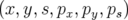 (x,y,s,px,py,ps)  